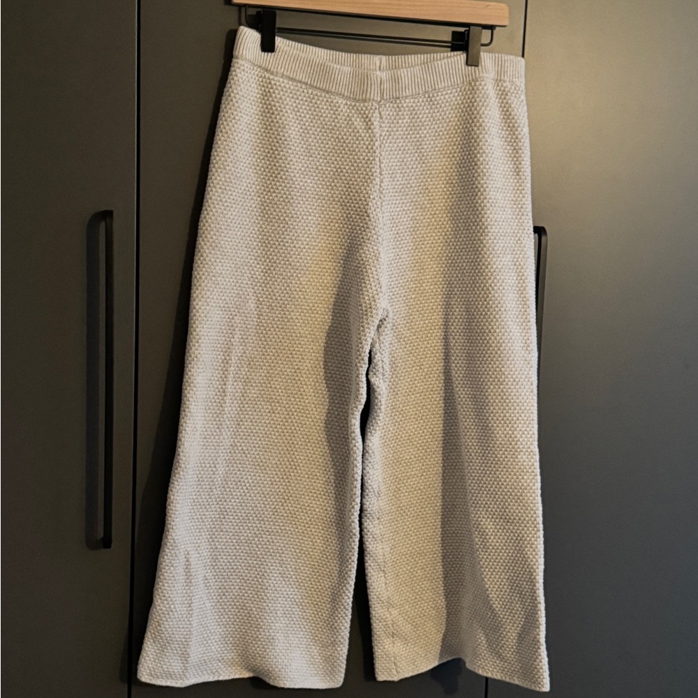 Cozy Free People Knit Cream Wide-Leg Lounge Pants